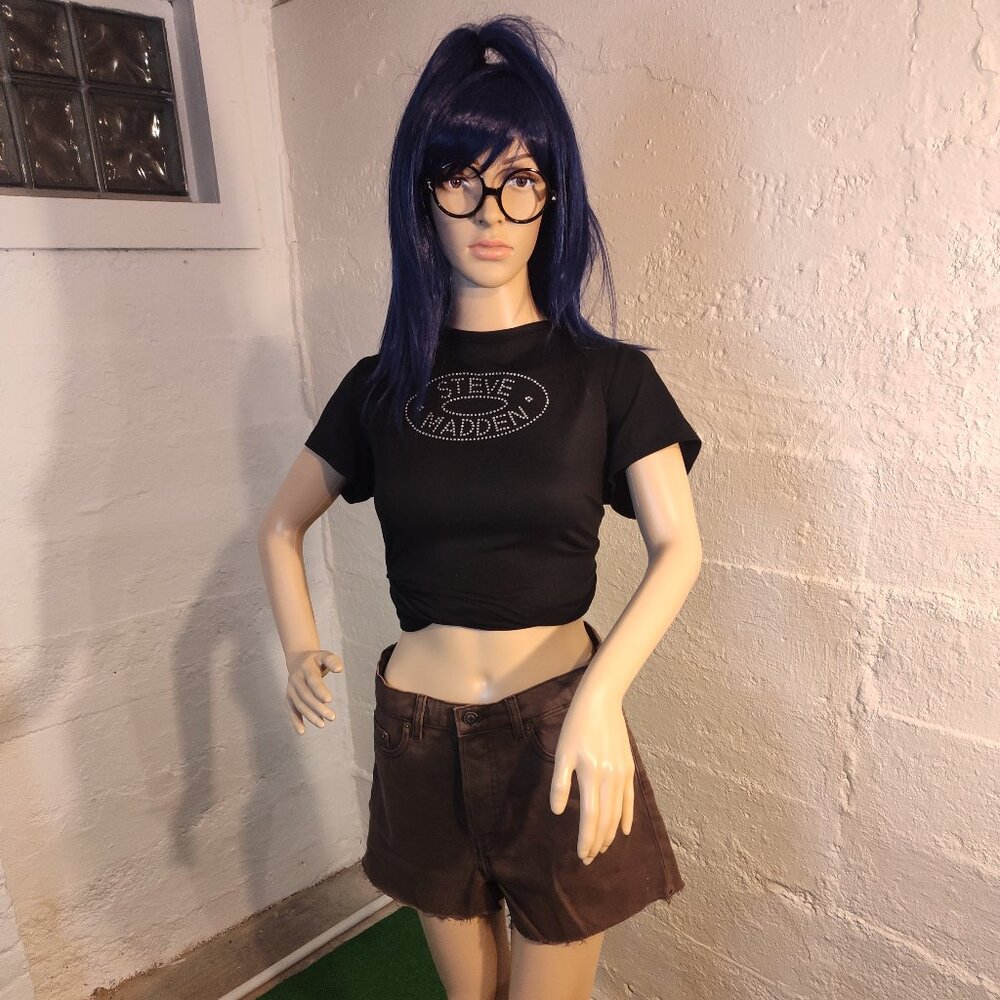 NWT H&M Divided Missy Brown Denim Button Up Cut Off Shorts Size 10